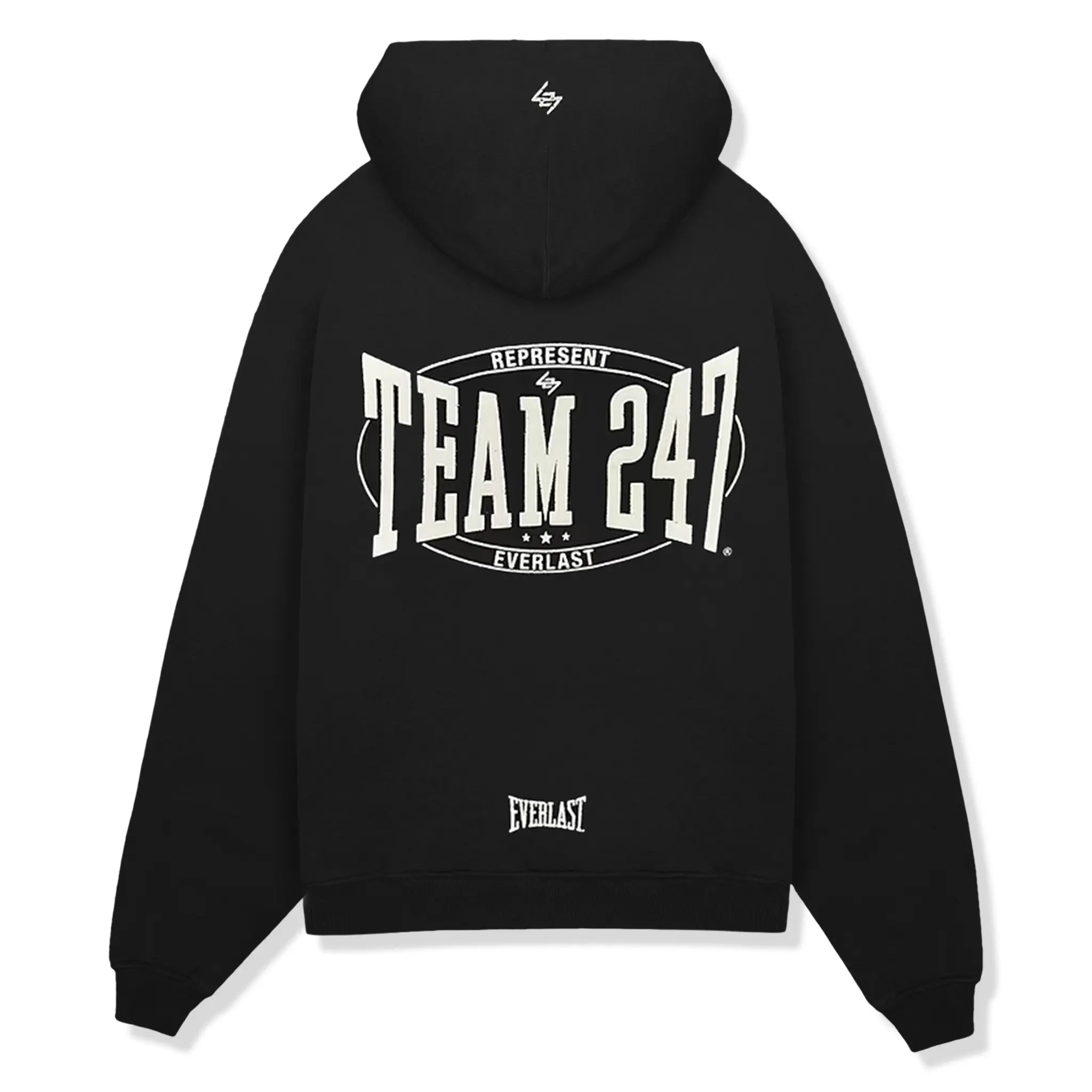 Back view of Represent 247 X Everlast Training Camp Boxy Off Black Hoodie 247M4102-171